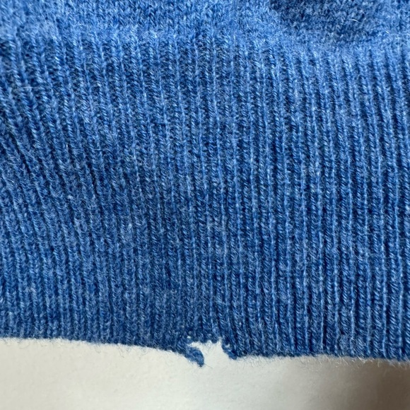Woolovers Size Small Sweater blue Knit Merino Wool Cashmere V Neck Pullover - Picture 6 of 6